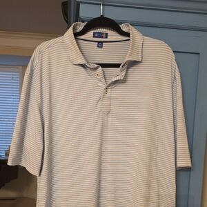 Men's Striped Polo Shirt - Blue and White
